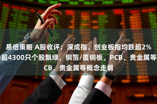 易倍策略 A股收评：深成指、创业板指均跌超2%，全市场超4300只个股飘绿，铜箔/覆铜板、PCB、贵金属等概念走弱
