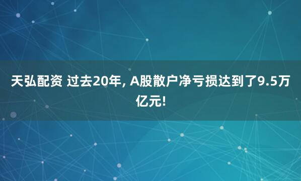 天弘配资 过去20年, A股散户净亏损达到了9.5万亿元!